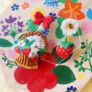 草莓果籃刺繡耳環