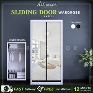 [FREE INSTALL] 4ft x 8ft 4 kaki Almari Baju Full Cermin/Mirror Wardrobe Sliding Door Anti Jump Mirro