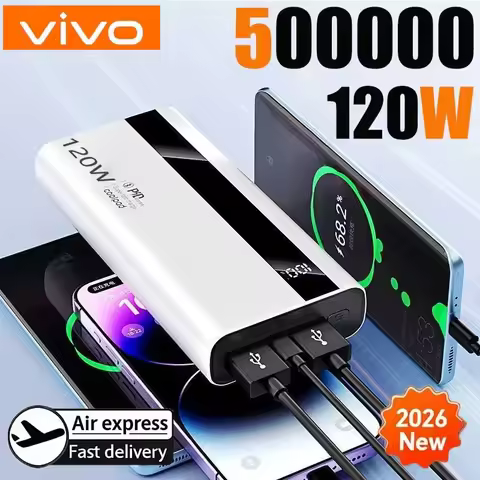 VIVO 120W 500000mAh Power Bank High Capacity Super Fast Charging Power Bank Portable Battery Charger