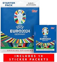 Topps Official EURO 2024 Sticker Collection - Starter Bundle - Includes 1 Starter Pack plus 10 Packs