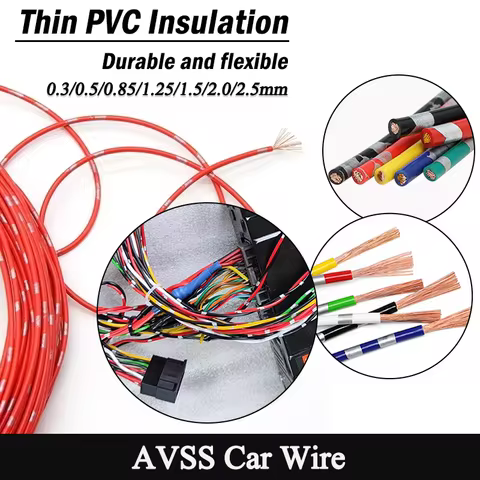 2/5/50m AVSS Car Wire 0.3/0.5/0.85/1.25/1.5/2.0/2.5mm PVC Insulated For Modified Speaker Audio Power