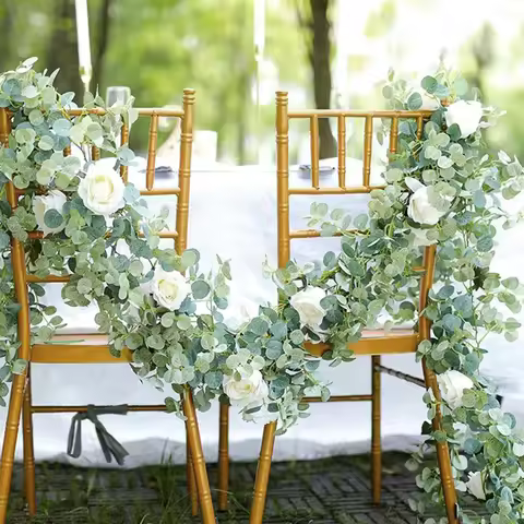 180 cm Artificial Eucalyptus Vine Fake Rose Flowers Gypsophila Garland For Wedding Party Table Runne