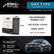 Volkswagen Passat CC 1.8L & 2.0L L4 Gas 2008 to 2016 33-2865MX Max Racing Performance Drop-in Dry Ty