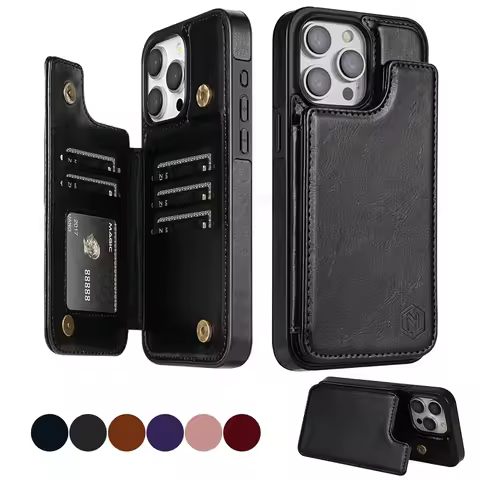Wallet Leather Case For iPhone 17 16 15 Pro 14 13 12 11 Pro Max XS Max XR X 7 8 6 6S Plus 16e 17e SE