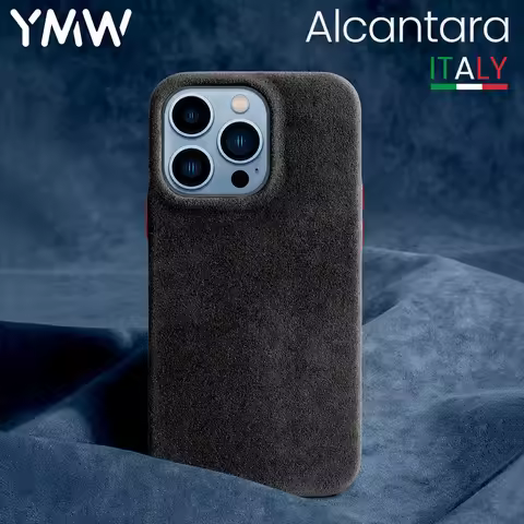 YMW ALCANTARA Handmade Case for iPhone 13 Pro Max 12 mini 11 Luxury Business Supercar Interior Same 