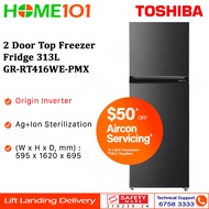 Toshiba 2 Door Top Freezer Fridge 313L GR-RT416WE-PMX