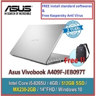 ASUS Laptop Vivobook A409F-JEB097T 14 FHD Transparent Silver ( I5-8265U, 4GB, 512GB, MX230 2GB, W10 