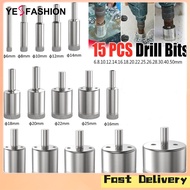 Yesfashion Store IN stock 15 PCS Diamond Hole Saw Drill Bit Set, 15 Sizes Nickel Plated Glass Drill 