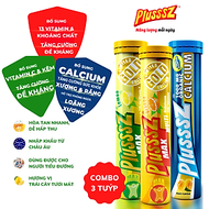{COMBO 3 TUÝP} viên bổ sủi bọt Plusssz Max Multivitamin vị Cam + viên bổ sủi bọt Plusssz Max Vitamin