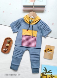 Setelan Anak Laki - Laki / Baju Bayi Laki- Laki Model Hoodie Lengan Pendek Celana Panjang Ada Kanto