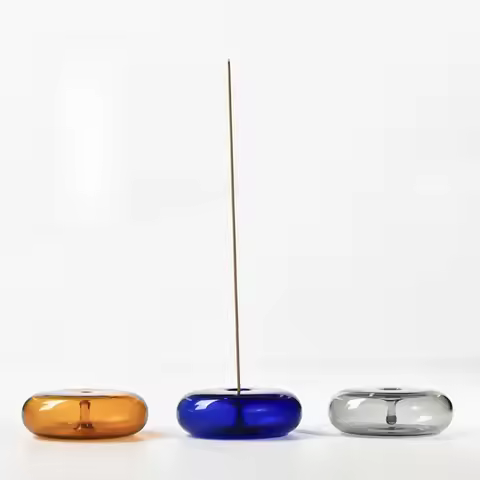 Circular Glass Incense Burner Sandalwood Holder Home Fragrance Holder Yoga Ceremony Soothing Home Fr