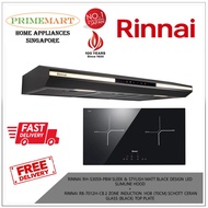 RINNAI RH-S3059-PBW SLEEK &amp; STYLISH MATT BLACK DESIGN LED  SLIMLINE HOOD +  RB-7012H-CB 2 ZONE INDUCTION HOB BUNDLE DEAL