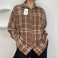 Sivali Factory Kemeja Flanel Blouse Kotak Tartan - Kotak Baju Korean Style Wanita Kemeja Wanita Casu