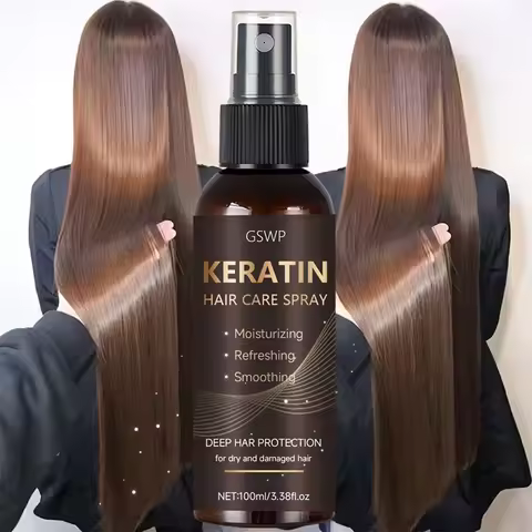 GSWP Keratin Hair Spray contains castor oil and argan oil, quickly absorbed, moisturize hair, leave 