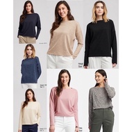 Uniqlo Stretch Slub Boat Neck Long Sleeve Tshirt Sweater Wanita Diskon