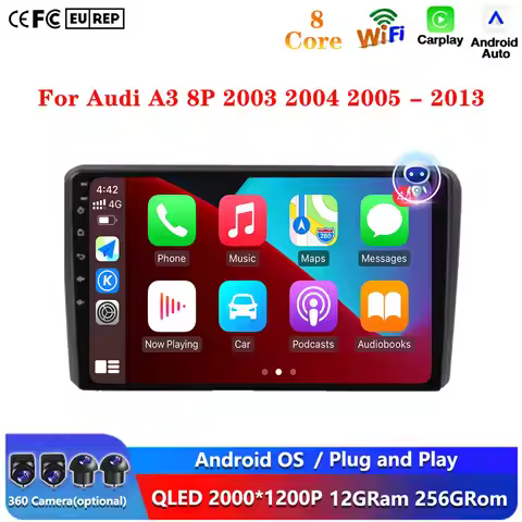 9" 4G Lte BT For Audi A3 8P 2003 2004 2005 - 2013 Car Qashqai 2 J11 Android 15 Car Player Video GPS 