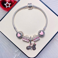 [Free silver cleaner 50 ml bottle] Pandora Bracelet - 925 Italian silver Charm Bracelet, bicycle cha