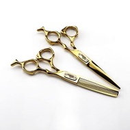 6.0jaguar scissors professional hair cutting กรรไกรตัดผมจากัวร์ 6.0นิ้วสีทอง1คู่ได้รับกรรไกรตัดและกรรไกรซอย กล่อง น้ำมัน ผ้าเช็ด