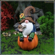 Fall Gnomes Statue Decor White Beard Gnome Statue Fall Pumpkin Fairy Statue Resin Deco