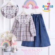 Cute Children's Clothing set Haruka set kids ORI Amelia kids/ lesy /saveya/ nawa/ jeans skirt suit