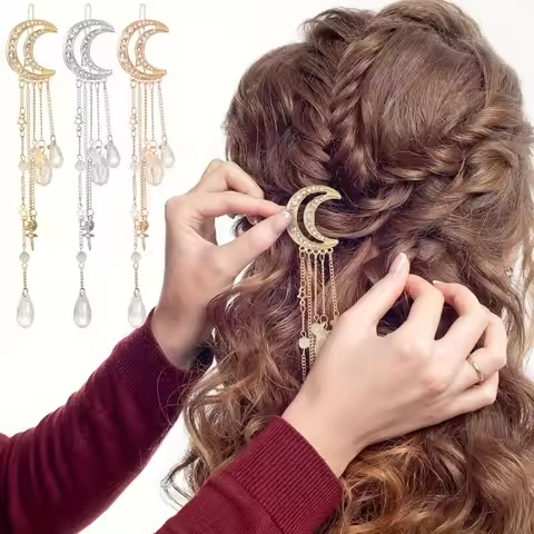 Fashion Hair Accessories Moon Fringe Crystal Headdress Crescent Fringe Hairpin Hair Accessories for 