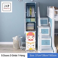 Lightweight Cartoon Wardrobe Almari Baju Plastik Plastic Closet For Kid Baby Cupboard Dust-proof Storage Cabinet