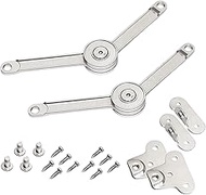 2pcs Lid Support Hinge Lid Stay Hinge Heavy Duty Lid Support Hinges Folding Toy Box Hinges Soft Close Keep Lid Hinge Open, Perfect for Cabinet, Kitchen(Nickel Plated)