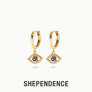 SHEPENDENCE ต่างหูห่วง Huggie LUCKY Evil Eye จี้ห้อยคริสตัลดวงตาปีศาจ