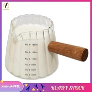 [xinhuan75l] Espresso Cups Espresso Accessories, Milk Frothing Pitcher Glass Measuring Cup, Shot Glass with Wood Handle 6oz 1 PCS