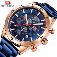 MINI FOCUS Watch Business Men's Watch Multifunctional Watch Calendar Luminous Waterproof Steel Band 