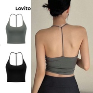 Lovito Sporty Tank Top Plain Backless Crop Tank Top for Women L86ED096 (Multi-color)
