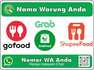 STIKER LABEL FOOD ONLINE CUSTOM NAMA WARUNG DAN NOMOR HP ANDA + LINK TOKO + BARCODE | Stiker Gofood 