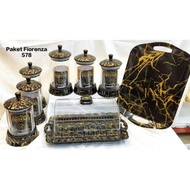 Set Toples &amp; Tempat Kue &amp; Nampan Marmer Hitam Fiorenza