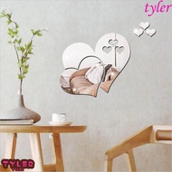 TYLER 3D Wall Decal, Heart Shaped Removable Mirror Wall Sticker, DIY Creative Waterproof Crystal Mirror Sticker Bedroom