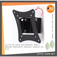TV Monitor Screen Wall Mount Bracket LED LCD 10" to 24" 10 18 19 22 24 inch Swivel Angle 10' C12