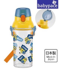 Skater - 日本製 直飲式透明水樽連背帶 480ml Minions KZ 391217 迷你兵團 彈蓋水壺 兒童 新舊包裝隨機發送