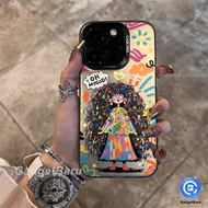 HP Aesthetic phone case personality graffiti color magic girl Metallic Textured anime case For INFIN