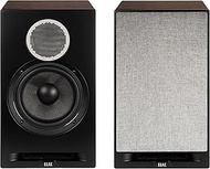 ELAC Debut Reference 6-1/2" Bookshelf Speakers, Walnut or Oak Pair of Bookshelf Stereo Speakers for Home Audio, Black Baffle with Walnut Sides