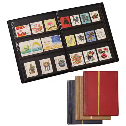 Postal Stamp Collection Album Book 20 Sheets Double Sided Stamp Collecting Storage Bag Empty Stamp C