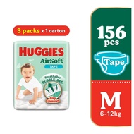 Huggies AirSoft Tape Diaper Super Jumbo Pack M52 M size (3 Packs)