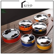 Kiyo Swivel Lid Ashtray/Enclosed Rotation Portable Ashtray/Thick Stainless Steel Cigarette Ashtray