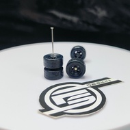 R031 - Hot Wheels 1/64 Rubber Wheels 5 Spokes Classic Tayar Getah 10mm Long Axle | Black