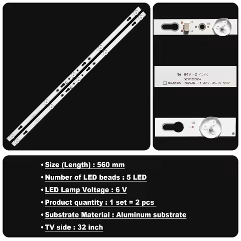 LED Strip For 32HD3101 32D1200 32HD3101X1 TCL32D05-ZC22AG-16 12 5S1P 32HR332M05A7 TC32L72A-V01 303TC