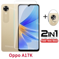 Oppo A17K Flim 2 in 1 Screen Protector For Oppo A17K A17 A 17 K 4G 5G Full Cover Tempered Glass Fron