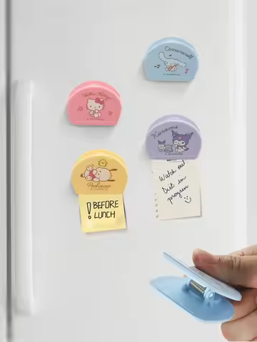 1pc Sanrio Hello cute kitty Kuromi Cinnamoroll Cartoon Refrigerator Magnet Paper Clip Cat Memo Organ
