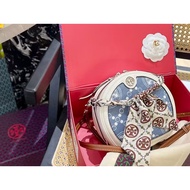 Fashionable new Tory Burch new color round cake bag casual shoulder crossbody bag
