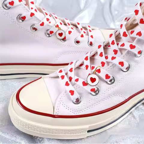 New Flat Love Heart Shoelaces for Women's Men's Sneakers Suitable for AJ/AF1 High Canvas Shoe Laces 