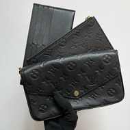 🖤Louis Vuitton LV 全牛皮壓紋 三合一鏈條包 黑金🖤