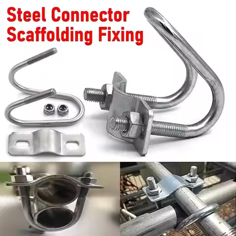 Durable Galvanized Double U Cross Clamp 20 25 32 40 50 M8 Screw Connector U Bolt Clamp Steel Scaffol