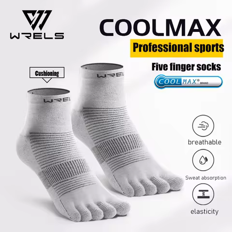 WRELS 1/3 Pairs COOLMAX Five-finger Outdoor Sports Socks Breathable Blister Prevention Quick-drying 